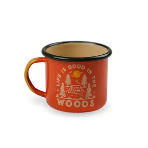 Cast iron 12oz custom enamel mug with side handle