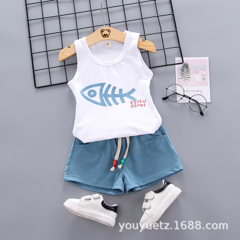 Ensemble gilet Fishbone bleu mer