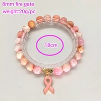 Perles en pierre naturelle œil de tigre rose or LC202503256 en gros, breloque ruban de sensibilisation au cancer du sein, bracelet extensible, cadeau