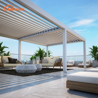 Maßgefertigte Elektrische Aluminium-Pergola Moderner Outdoor-Glasraum mit Pulverbeschichtung für Terrasse Garten Villa Hinterhof Natur