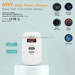 เครื่องชาร์จ USB 65W ชาร์จเร็ว USB+2 พอร์ต Type-C ของแท้ พกพาสะดวก ชาร์จได้หลายอุปกรณ์ ใช้ได้ทั่วโลก - Product Image 1