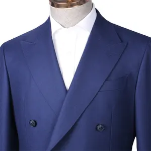 Wolle macht blaue Herren hochwertige Luxus-Business-Anzüge Slim-Fit klassisches Bräutigam kleid