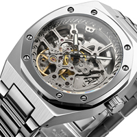 Montre-bracelet automatique squelette de luxe Forsining 8315 pour homme, bracelet en acier inoxydable, mouvement mécanique à remontage automatique, vente en gros