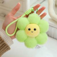 Porte-clés en peluche 3D motif fleur moelleuse, couleurs pastel assorties, avec sangle tissée en fausse fourrure de vison douce, accessoire de sac délicat, petit cadeau pour jeune public