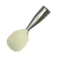 Cuillère à riz verticale en silicone, résistante aux hautes températures, avec manche en acier inoxydable, antiadhésive, compatible lave-vaisselle, gadgets de cuisine et pour la maison
