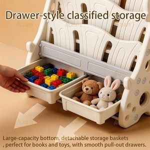 Meubles de chambre d'enfant, étagère à livres et jouets pour tout-petits, bibliothèque à 4 niveaux pour coin lecture des enfants avec bacs de <span class=keywords><strong>rangement</strong></span> - Product Image 4