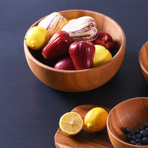 Acacia Wood Household Tableware <span class=keywords><strong>Bowl</strong></span> para Fruit Salad Instant Noodles ou Mixing-para Servir ou Servir - Product Image 1
