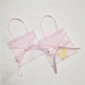 Bolsa de Regalo de Organza Rosa con Lazo, para Joyería, con Logotipo Personalizado Fuchen OP, Transparente, para Almacenamiento, Venta al Por Mayor - Product Image 4