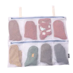 Wholesale OME Factory Polyester non-fluorescent Multi-functional compartments socks laundry bag