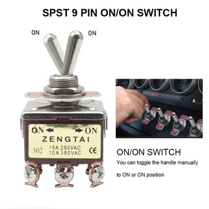Interruptor de Palanca <span class=keywords><strong>Mini</strong></span> de Latón de 9 Pines y 2 Posiciones ZengTai 302 para Automóvil - Product Image 4