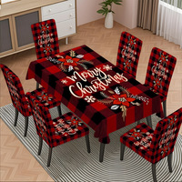 Nappe de Noël Imperméable et Housse de Chaise Décoration, Ensemble de Nappe Imprimée pour Utilisation Domestique