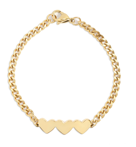 Inspire bijouterie usine <span class=keywords><strong>prix</strong></span> de gros 18K or PVD acier inoxydable gravable 3 coeurs sur <span class=keywords><strong>gourmette</strong></span> Bracelet bijoux de mode - Product Image 5