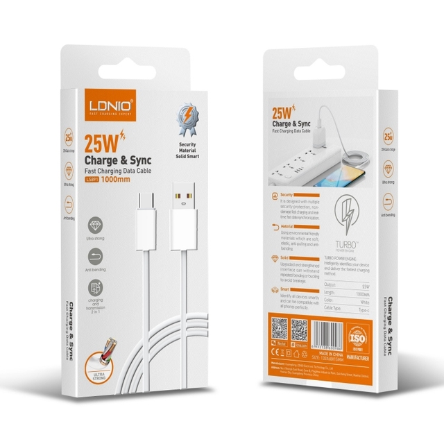LDNIO LS891 Mobile Phone USB C Charger Data Cable for 1M 2M Type-C Cable Data Transfer Fast Charging for iPhone Charger Cable