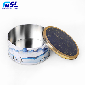 Phẳng Lớn Vàng Rỗng Thực Phẩm Vòng Kim Loại 8 Inch <span class=keywords><strong>Cookie</strong></span> Tins Hoặc Bánh Tins Can - Product Image 4