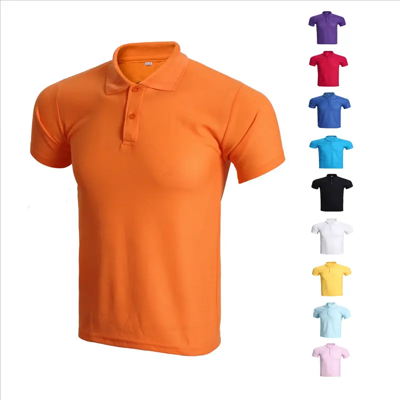 2022 new style 11 plain colors polyester summer breathable quick dry custom OEM logo printing men polo t shirt
