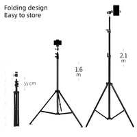 Tripod Selfie Stand Logam Lipat Ringan Profesional 2.1M, Dapat Disesuaikan, untuk Ring Light Ponsel - Laris Terjual