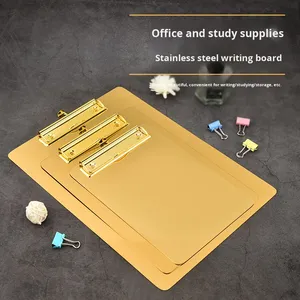 Stainless Steel Single File <strong>Document</strong> <strong>Storage</strong> <strong>Box</strong> Writing Board WordPad Office School Stationery Holder Organizer Case Clip - Product Image 3