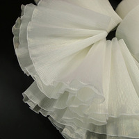 Tissu en dentelle d'organza plissé métallique brillant, grande dentelle plissée rigide à bord ondulé, dentelle de 27 cm pour robe de scène, robe de performance