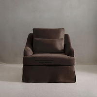 Fauteuil d'appoint en tissu de lin de style européen-américain avec repose-pieds, amovible et lavable, design de mobilier de salon