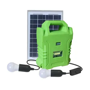 Portable 12v dc output usb port rechargeable camping lighting kit home power solar energy systems