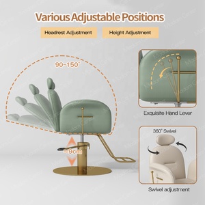 Sillón de Peluquería Reclinable Madamcenter, Elegante, de Cuero Sintético, Giratorio 360 Grados, Reclinable, con Altura Ajustable - Product Image 4