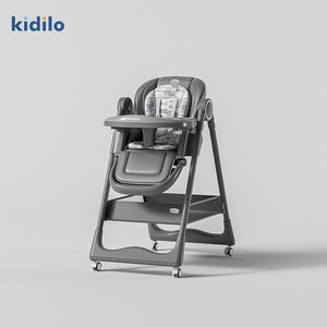 <span class=keywords><strong>Silla</strong></span> Alta para Bebé Kidilo KD505, Plegable, Ajustable, Multifuncional, <span class=keywords><strong>Silla</strong></span> de Aprendizaje OLIVER, Compatible con Automóviles, Color Negro/Gris, para Comer - Product Image 2