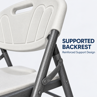 Chaise pliante en plastique HDPE avec poignée de transport, cadre en acier épaissi, siège portable pour jardin, terrasse, salle à manger, événements en plein air, usage domestique