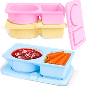 Du Lịch Xách Tay Tái Sử Dụng Silicone Snack Hộp <span class=keywords><strong>Container</strong></span> 2 Ngăn Với Nắp Gia Vị Nước Sốt Salad Thay Đồ <span class=keywords><strong>Container</strong></span> - Product Image 1
