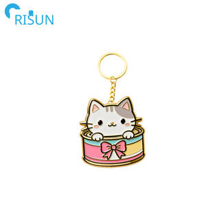 พวงกุญแจรูปสัตว์แมวกระป๋อง llavero พวงกุญแจออกแบบโลโก้แมวกระป๋องปลาแซลมอนปลาทูน่าเนื้อเข็มกลัดพวงกุญแจแมว - Product Image 2