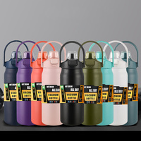 Bouteille d'eau en acier inoxydable de 2 litres, avec double bouchon pour boissons, gourde isotherme sportive en acier inoxydable de 1L, 1,2L, 1,5L