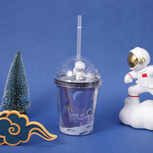 Promotionnel Enfants Creative Petit Carton En Plastique Astronaute Forme Bouteilles D'eau avec Paille - Product Image 6