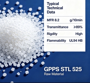 Granulés de plastique vierges GPPS STL 525, ignifuges UL94 HB, qualité moulage par injection, haute transparence, polystyrène pour contact alimentaire - Product Image 5