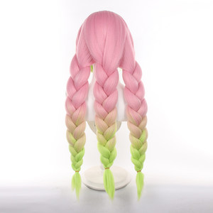 Peluca de <span class=keywords><strong>Cosplay</strong></span> Ainizi de Alta Calidad, Estilo <span class=keywords><strong>Anime</strong></span> Japonés, Demon Slayer, Kanroji <span class=keywords><strong>Mitsuri</strong></span>, Trenza Triple, Súper Gruesa, para Mujer - Product Image 6