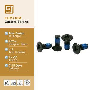 Vis de sécurité métriques à tête fraisée antivol M2 M4 M5 en acier au carbone noir, vis de machine de sécurité à tête fraisée Nylock bleue - Product Image 1