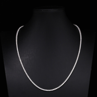 Bijoux Hip Hop: Bracelet/collier de tennis en moissanite argent 2mm avec fermoir à ressort sécurisé-Accessoires Urban Chic