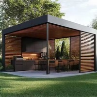 Pergola bioclimatique en aluminium, toit de gazebo en aluminium imperméable, pergola à lames orientables motorisées pour l'extérieur, pergola de jardin réglable