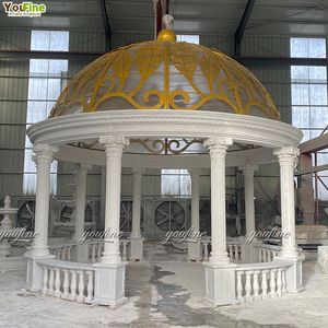 Gazebo <span class=keywords><strong>de</strong></span> cúpula <span class=keywords><strong>de</strong></span> mármol blanco natural para exteriores con decoración <span class=keywords><strong>de</strong></span> Villa o palacio - Product Image 2