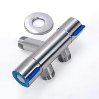 Vanne d'angle bidirectionnelle en acier inoxydable adaptateur en T poignée de robinet Shattaf bidet de toilette d'arrêt d'eau pour application de salle de bain