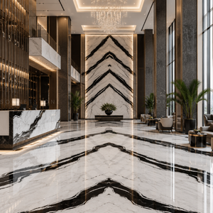 Mármol Blanco Panda con Vetas Negras Intensas, Losa de Piedra Natural Blanca Pura, Decoración de Lujo para Paredes Interiores, Pisos y Encimeras - Product Image 2