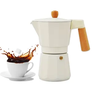 Aluminium elegante 6 Tasse Kaffee maschine Espresso maschine Moka Kanne mit Holzgriff/Knopf