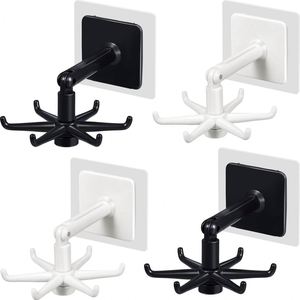 Support mural rotatif à 360 degrés en PP auto-adhésif à six griffes pour spatules et cuillères de cuisine, idéal pour organiser les outils - Product Image 1