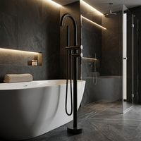Robinet de luxe pour hôtel, mitigeur eau chaude et froide à jet de pluie, avec cartouche céramique, pour baignoire autoportante, en acier inoxydable 304