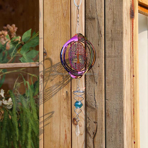 Molinillo de Viento Metálico 3D para Exteriores, de Acero Inoxidable, con Bola Esférica y Cola en Espiral, Esculturas de Viento para Decoración de Jardín - Product Image 3