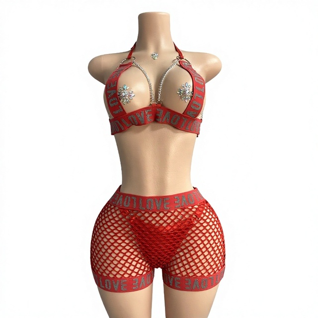 ELITES Exotic Pole Dance Wear Women Mesh Underwear One Piece Sexy Lingerie Suit Stripper Outfits
