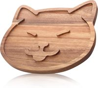 Plateau de service en bois pour fromage et charcuterie, décor chat mignon