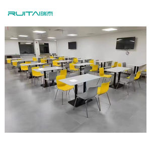 RUITAI-Juego de mesas y sillas de comedor de diseño moderno, juego de comedor plegable multicolor con opciones de plástico/cuero para cafetería - Product Image 2