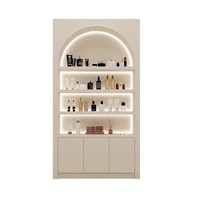 Étagère de présentation de magasin de détail personnalisée avec éclairage LED, stand commercial en bois, conception OEM avec taille, vitrine de présentation de cosmétiques et de parfums