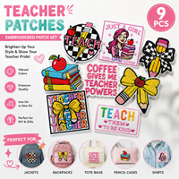 Patchs brodés de haute qualité sur le thème des enseignants, colorés, avec sequins, nœuds et crayons