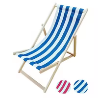 Vente en gros de chaise longue en bois pliable réglable avec logo personnalisé chaise de plage pour le camping avec tissu de couleur bleu rouge orange vert