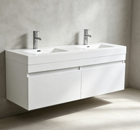Meuble-lavabo mural double vasque résistant à l'eau, design moderne, fabriqué à Hangzhou, blanc, pour hôtels et appartements